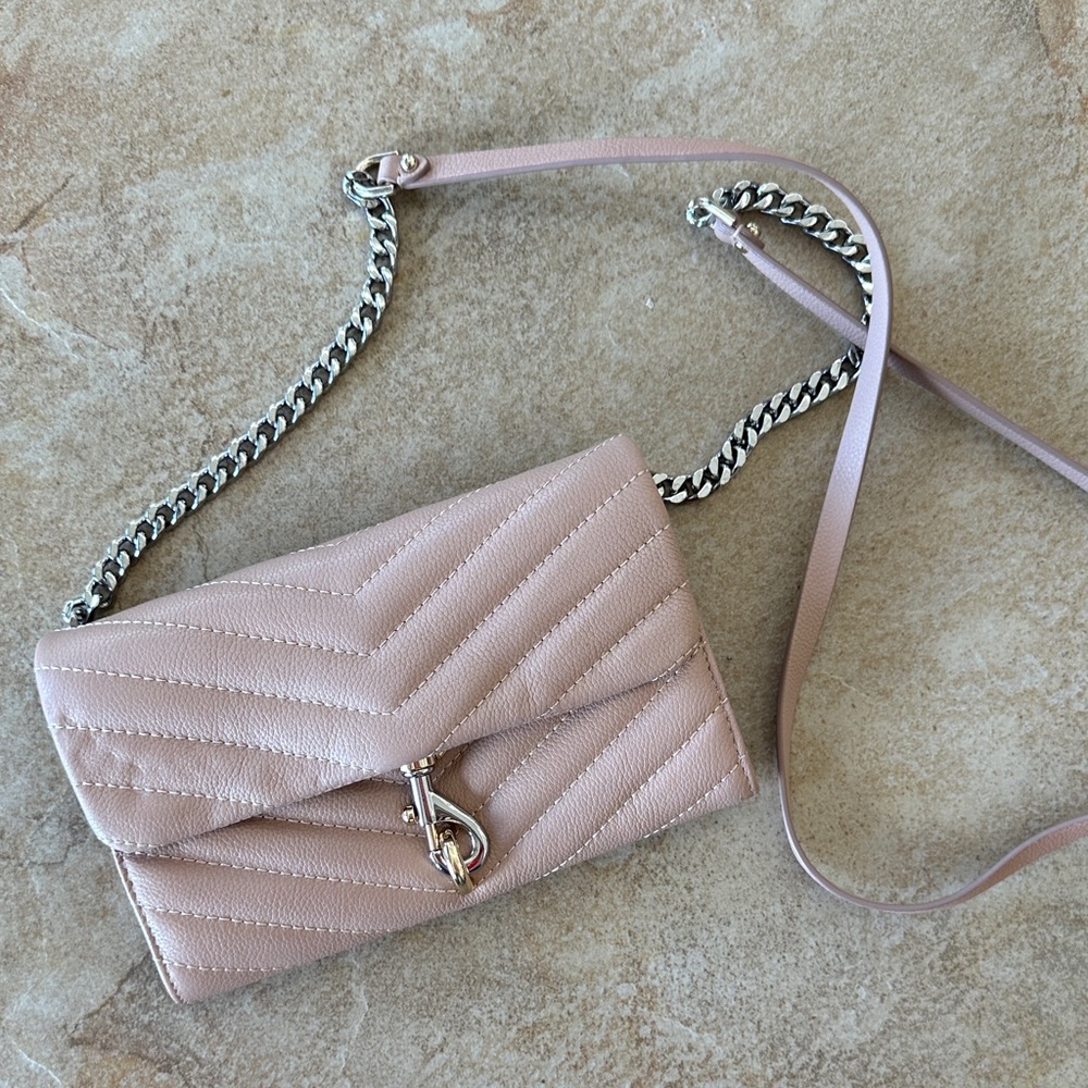 Rebecca Minkoff date night Pink Quilted Chain crossbody Bag clutch night out